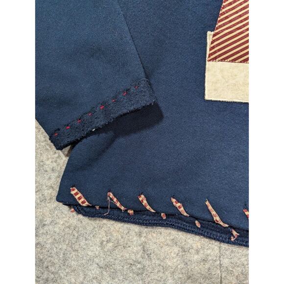 Vintage Crewneck Navy Large Sweatshirt Patchwork Lighthouse Coastal Grandma - Picture 5 of 8